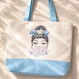 Blue and Cream Tote Bag